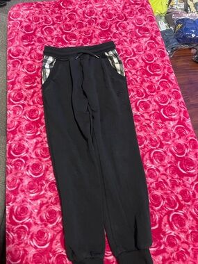 Burberry Black Children's Sweatpants with Plaid Accent